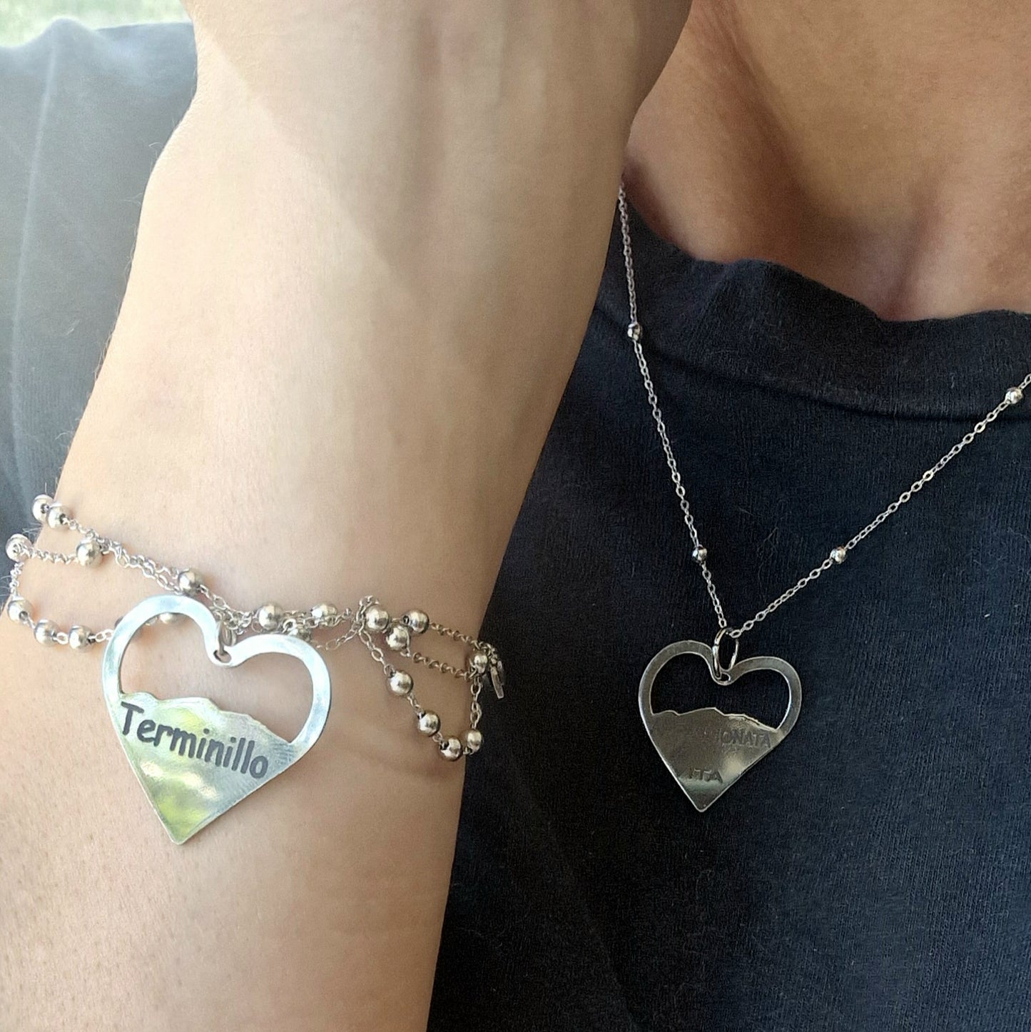 BRACCIALE Ciondolo Cuore Montagna – Incisione Personalizzata